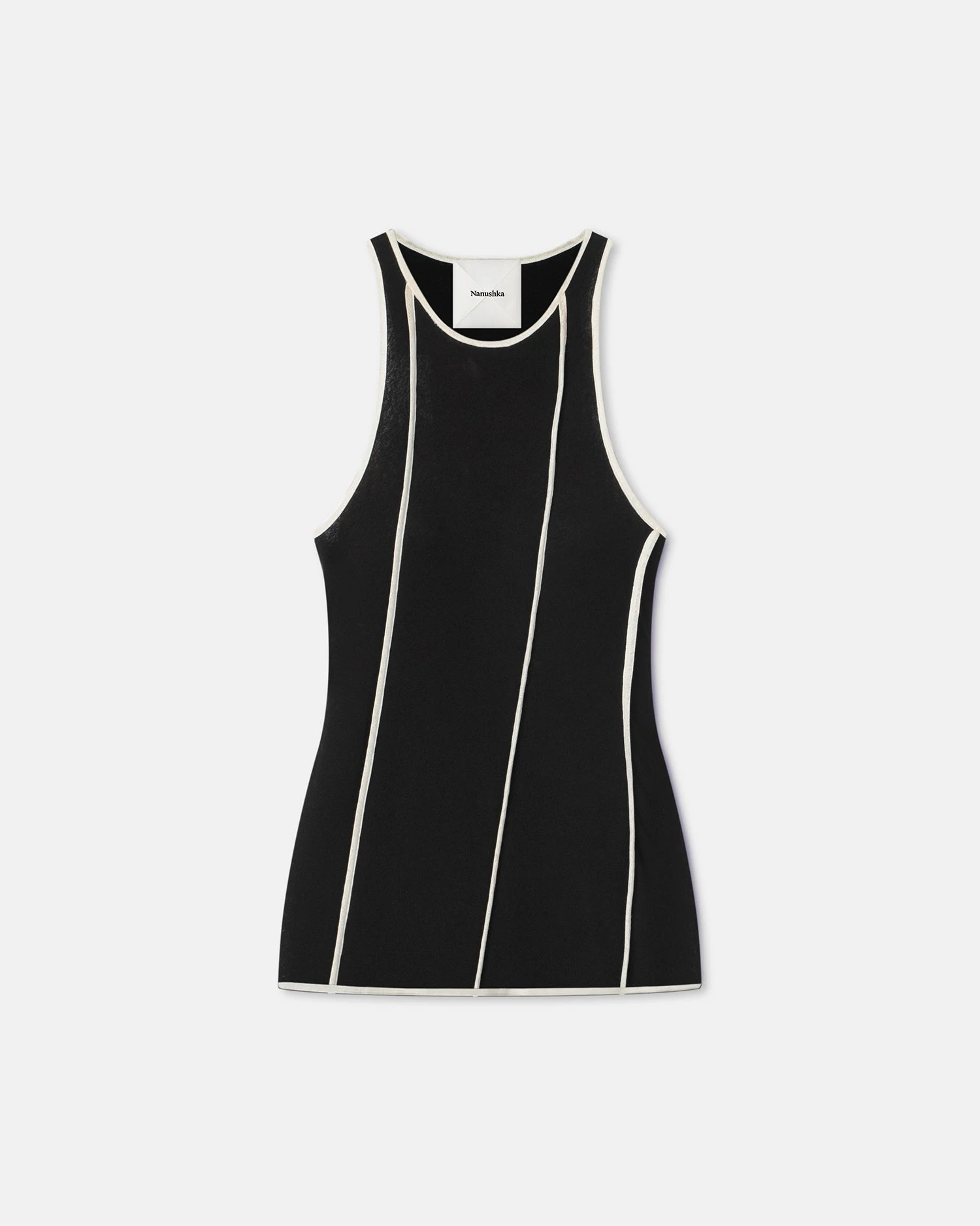 Nanushka Enna - Patchwork Mesh-Jersey Tank Top - Black/White Wax 7 Nanushka Enna - Patchwork Mesh-Jersey Tank Top - Black/White Wax - Image 5