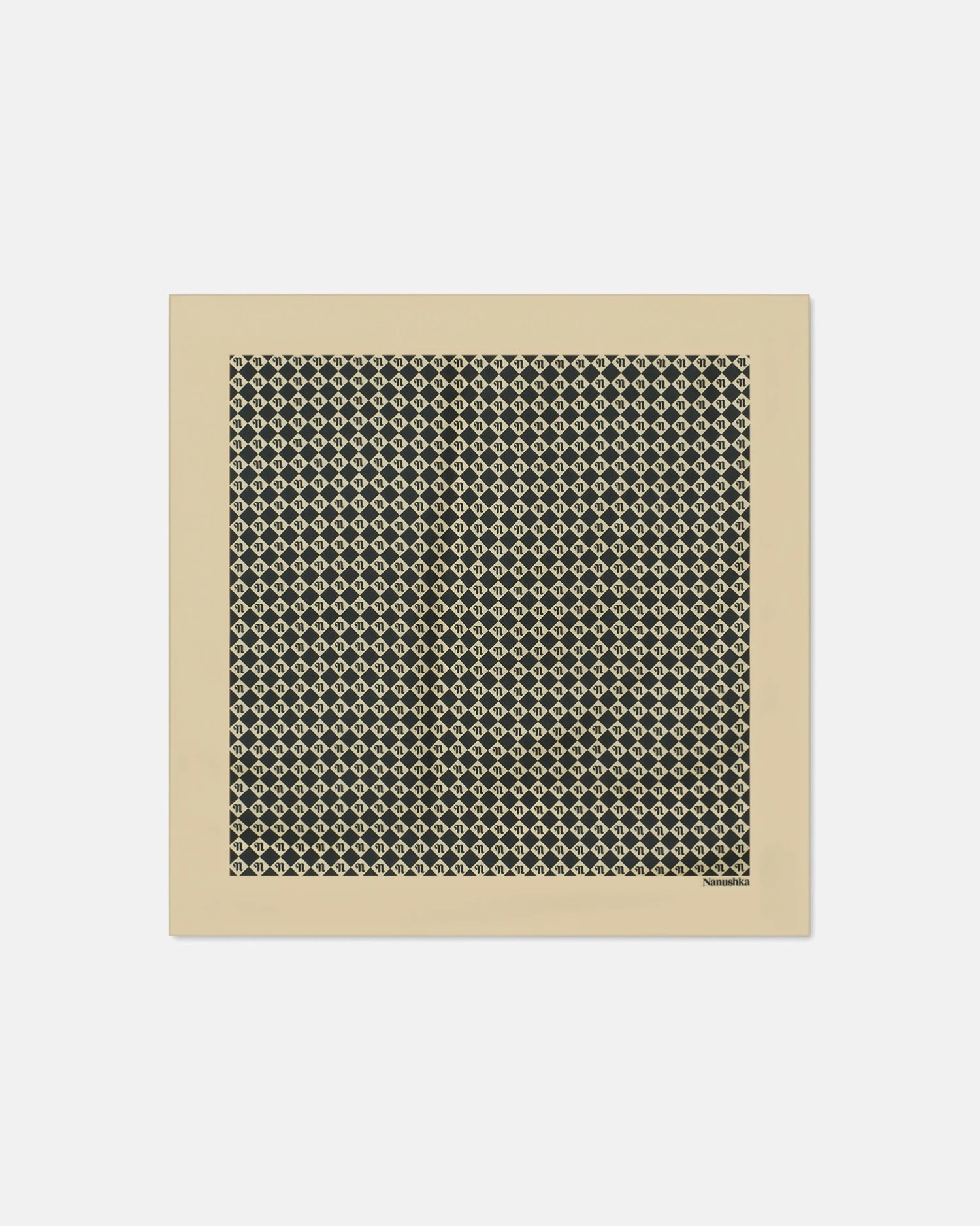 Nanushka Shoul - Printed Silk Scarf - Dark Monogram 3 Nanushka Shoul - Printed Silk Scarf - Dark Monogram