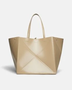 Nanushka The Origami Tote Large - Patent Alt-Nappa Large Tote - Pebble
