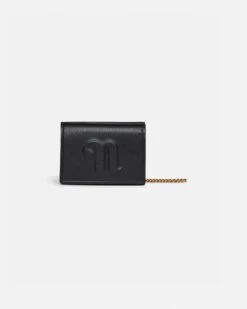 Nanushka The Concertina Mini - Card Holder With Chain - Black