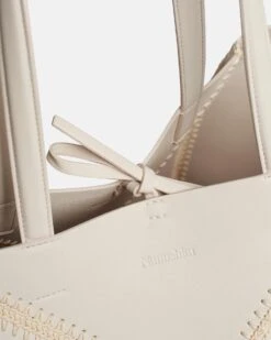 Nanushka The Origami Tote - Alt-Nappa Crochet Tote - Off White/Creme 12 Nanushka The Origami Tote - Alt-Nappa Crochet Tote - Off White/Creme -Nanushka Wear Shop THEORIGAMITOTE OFFWHITE CREME VEGANNAPPAPATCHWORK 05