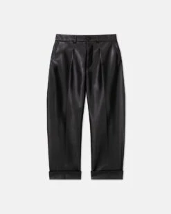 Nanushka Zayden - Regenerated Leather Tapered Pants - Black -Nanushka Wear Shop ZAYDEN BLACK REGENERATEDLEATHER